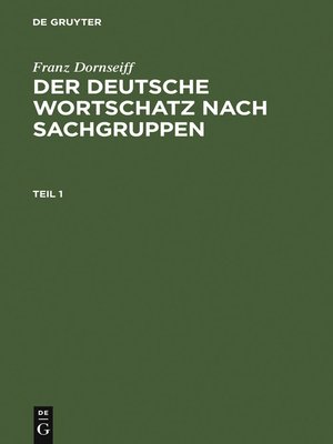 cover image of Der deutsche Wortschatz nach Sachgruppen
